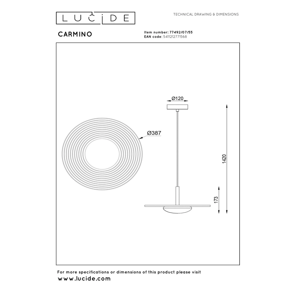 Design-Pendellampe Carmino Terrakotta Lucide 5411212771568