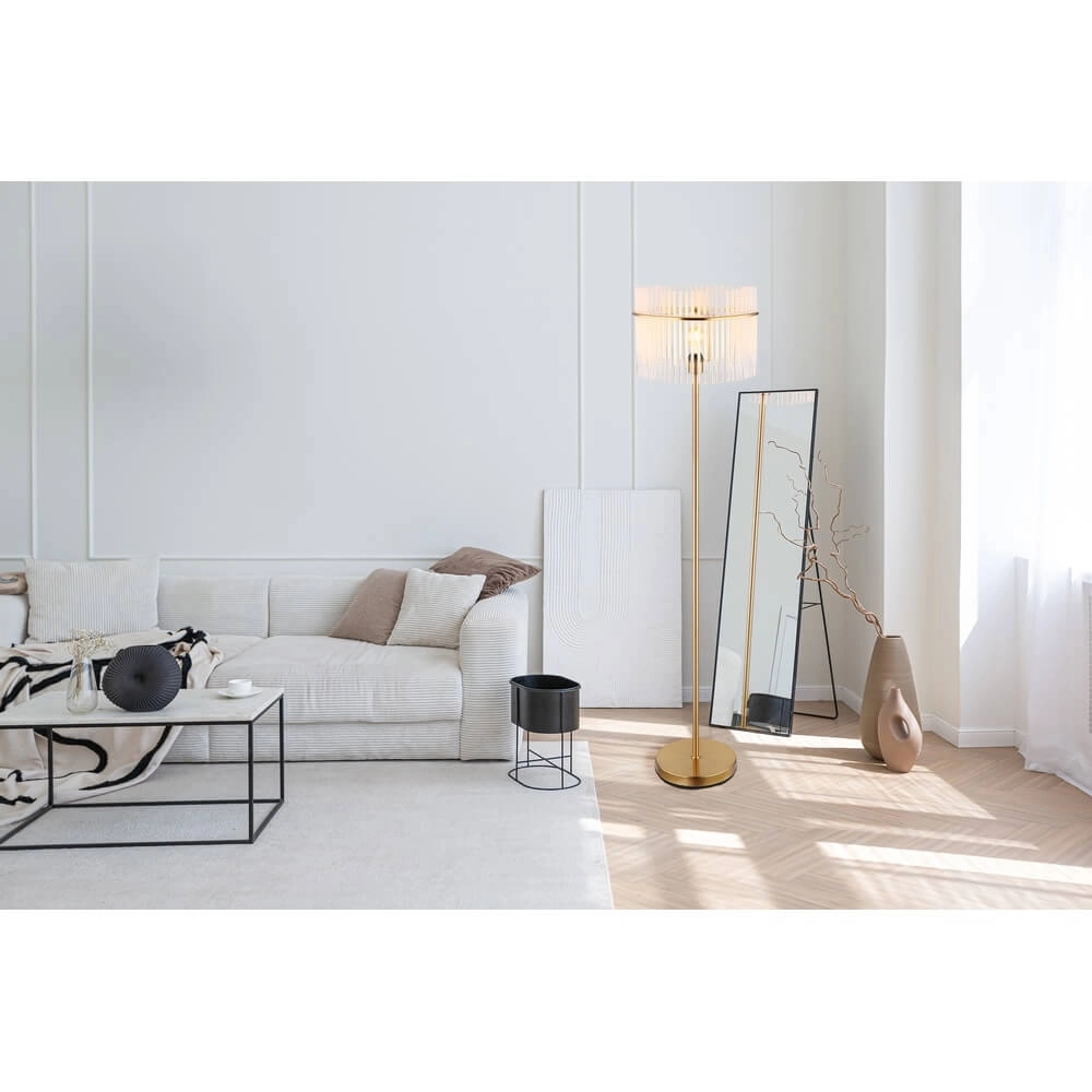 Goldene Stehleuchte Gorley mit Glas Ø 38cm Globo 9007371446810