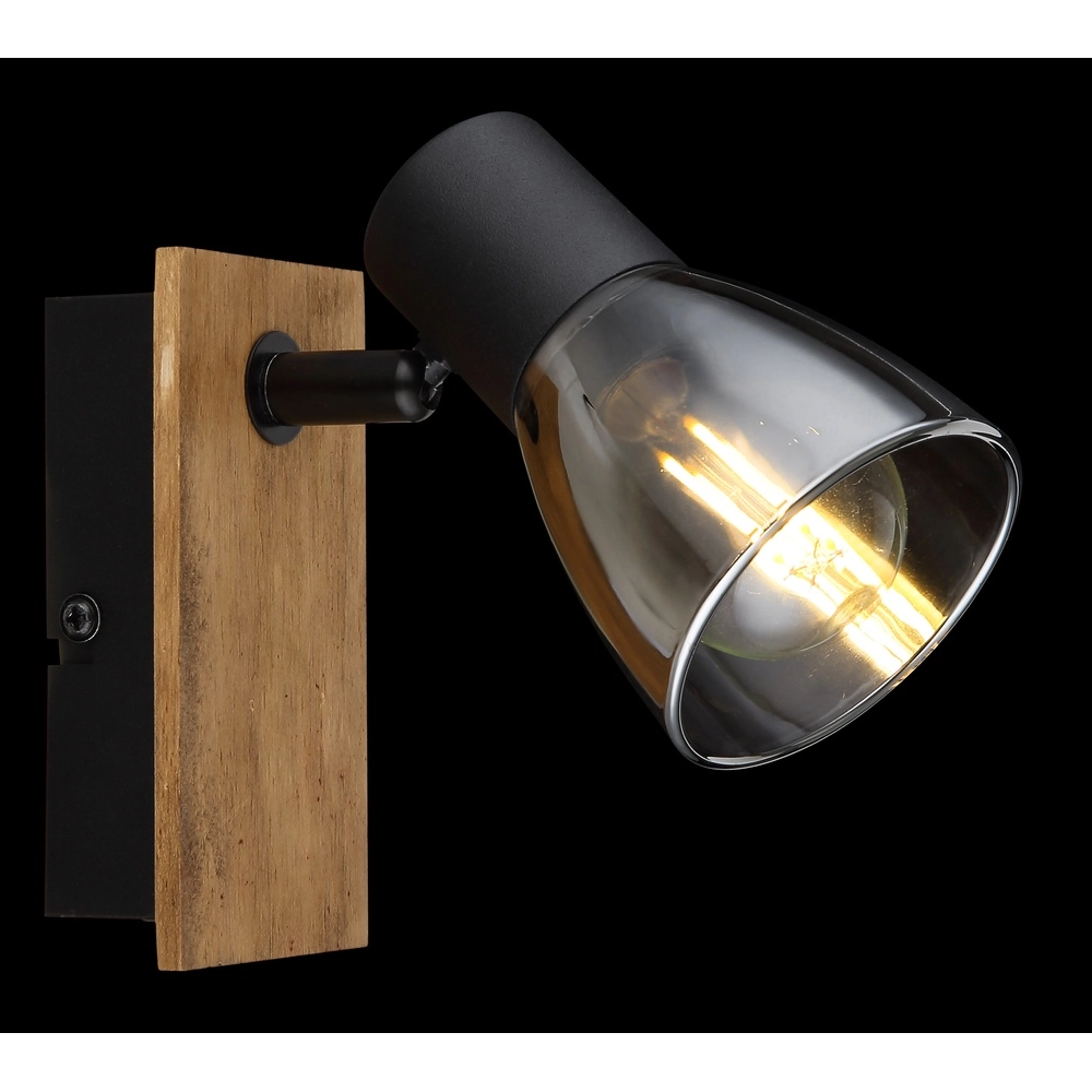 Wandlampe Claude Schwarz mit Holz Globo 9007371440207