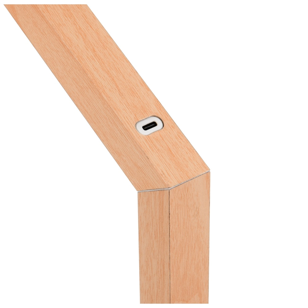 Design-Tischleuchte Skip wiederaufladbar weiß mit Holz Trio 4017807643503