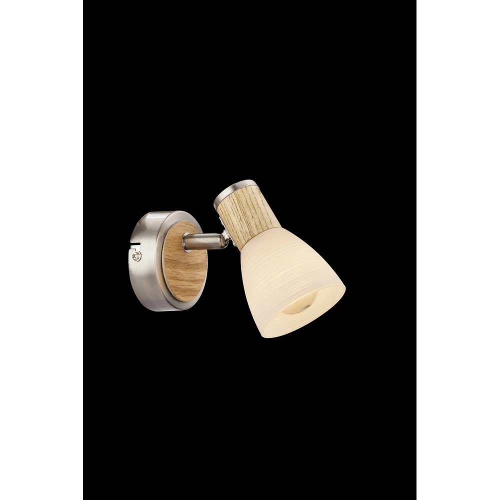 Wandlampe Gylfi Nickel mit Holz Globo 9007371343546