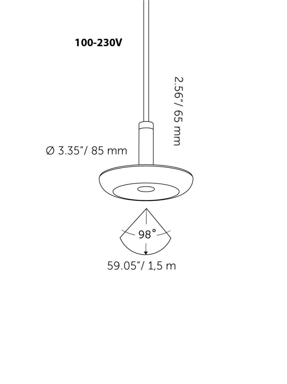 Sway Pendant Ext 100-230V Verlängerung - schwarz In-lite 8717051005794