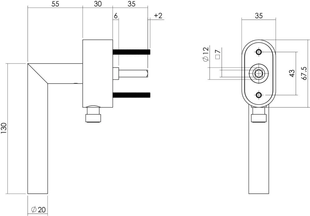 Griff für Fenster Hoek 90 abschließbare ovale Rosette Edelstahl Intersteel 8714186434321