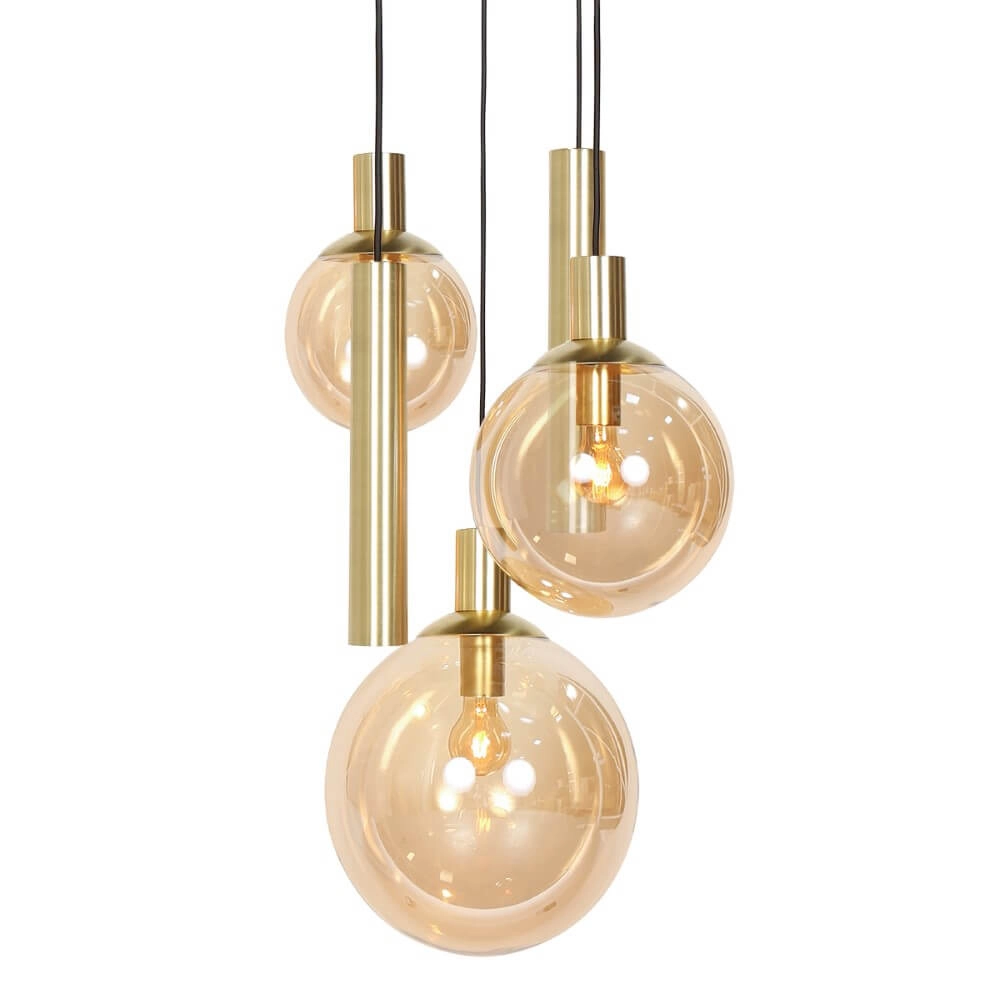 Vide-Hängelampe Bollique Gold mit bernsteinfarbenem Glas Steinhauer 8712746173000