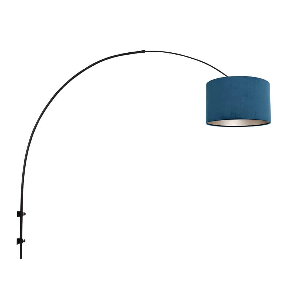 Wandbogenlampe Sparkled mit blauer Kapuze