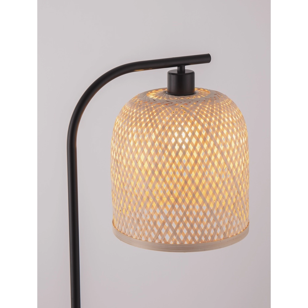 Stehlampe Intra schwarz mit Bambuskappe Lyora 5212017454836