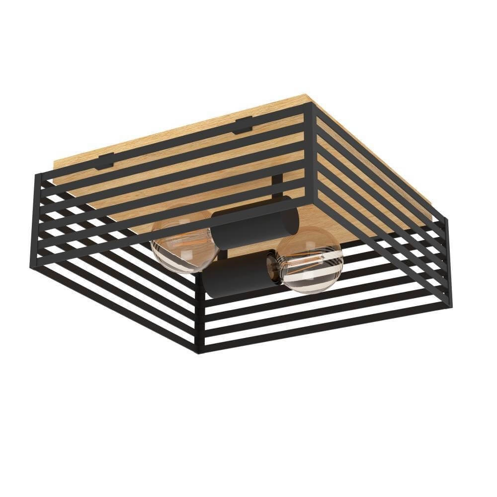 Deckenleuchte Cidraz quadratisch mit Holz