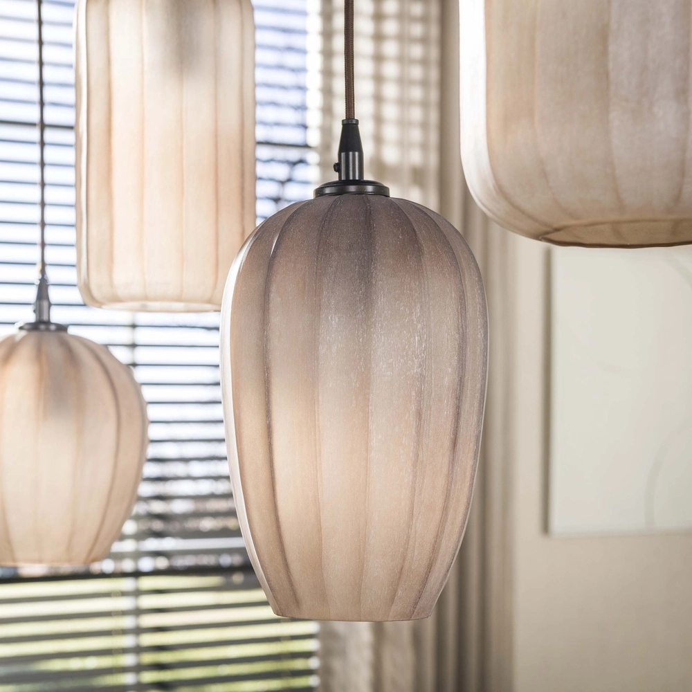 5-Licht Pendellampe Altura Sienabraun mit mattiertem Glas Lyora 8716803514867