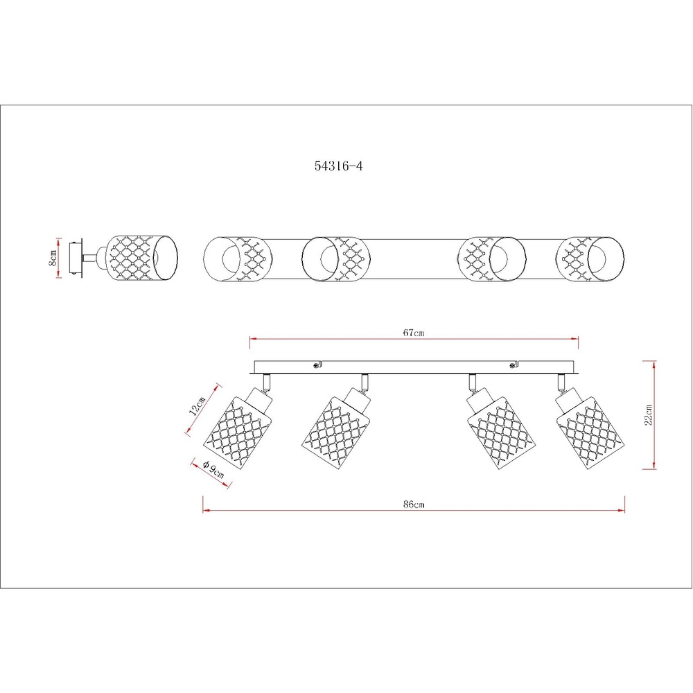 Design-Deckenlampe Alonso 4-Licht Schwarz Globo 9007371572250