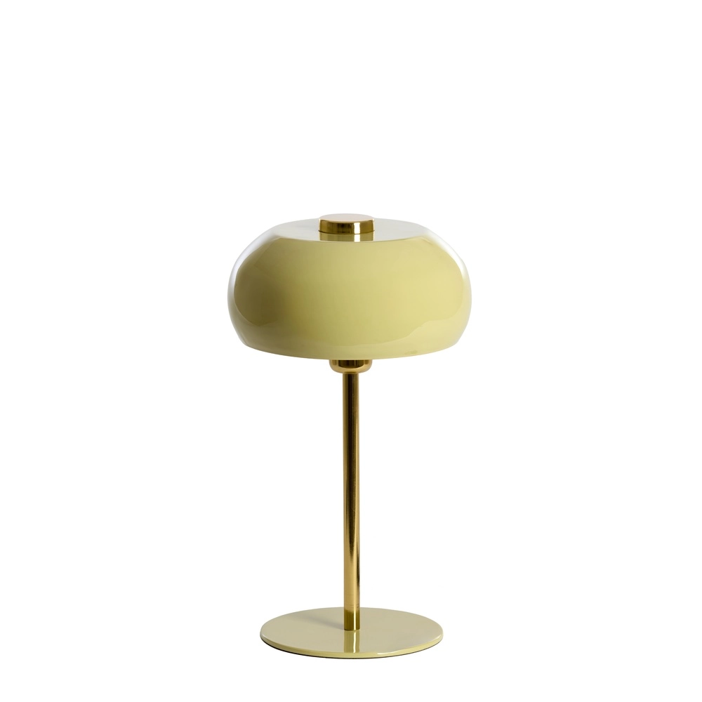 Tischlampe Surin Ø 23 cm – glänzend hellgrün mit Gold