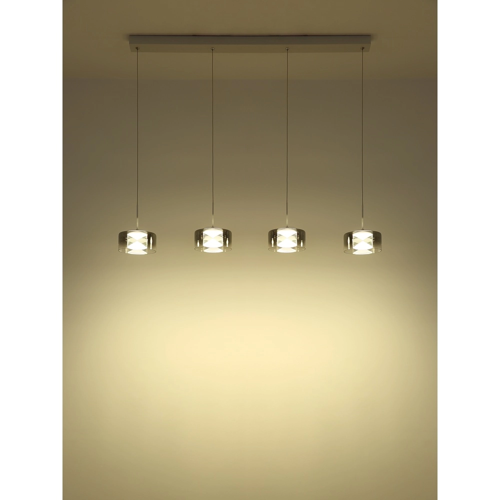 Design-Pendellampe Belinda 4-Licht weiß mit Rauchglas Globo 9007371566372