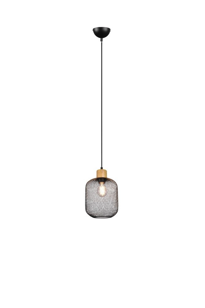 Pendelleuchte Calimero 18 cm schwarz mit holz Trio 4017807489484