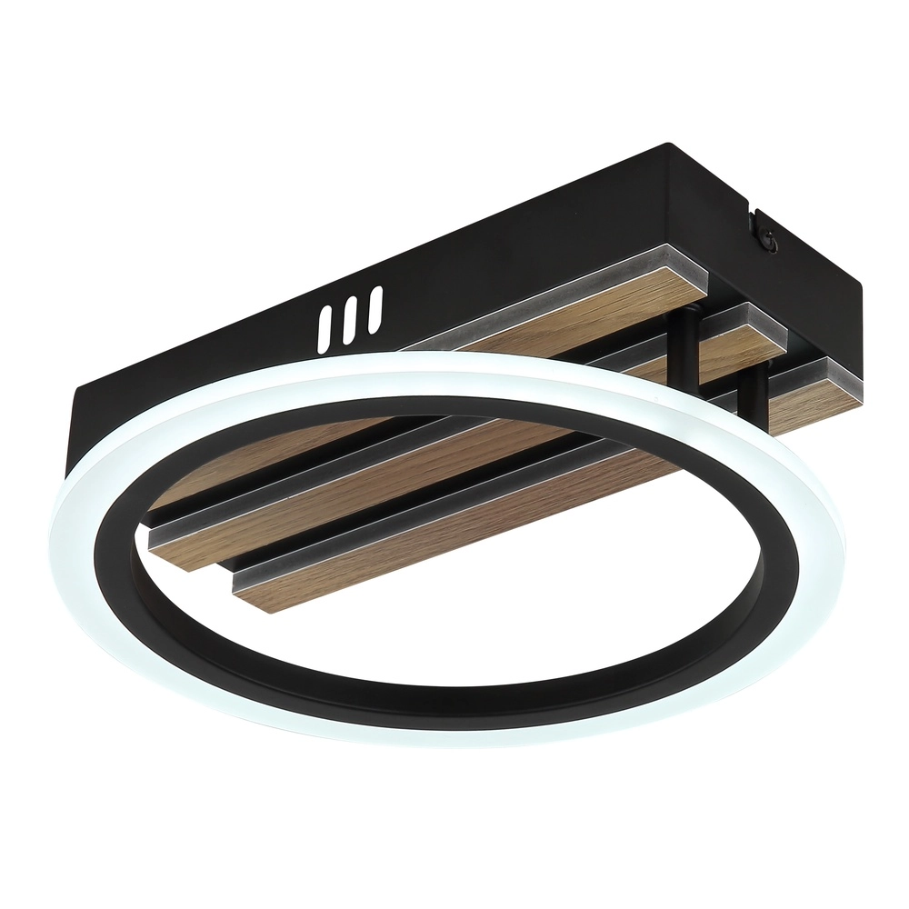 Deckenlampe Blevins Schwarz mit Holz Globo 9007371569168