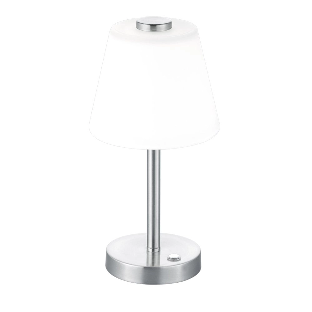 LED Tischlampe Lampenschirm Emerald Edelstahl mit Weiß Trio 4017807371727