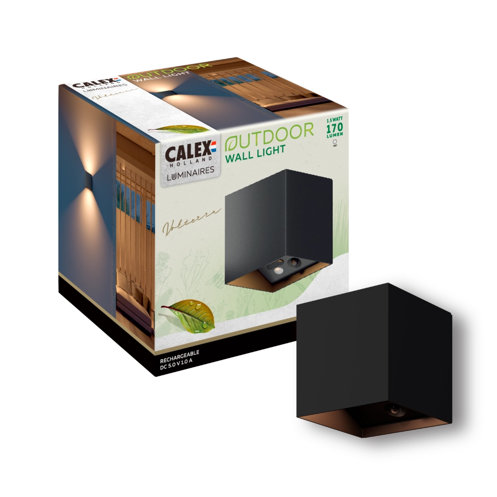 Up- und Downlighter Volterra schwarzer USB-C-Wiederauflader Circle 8712879162032