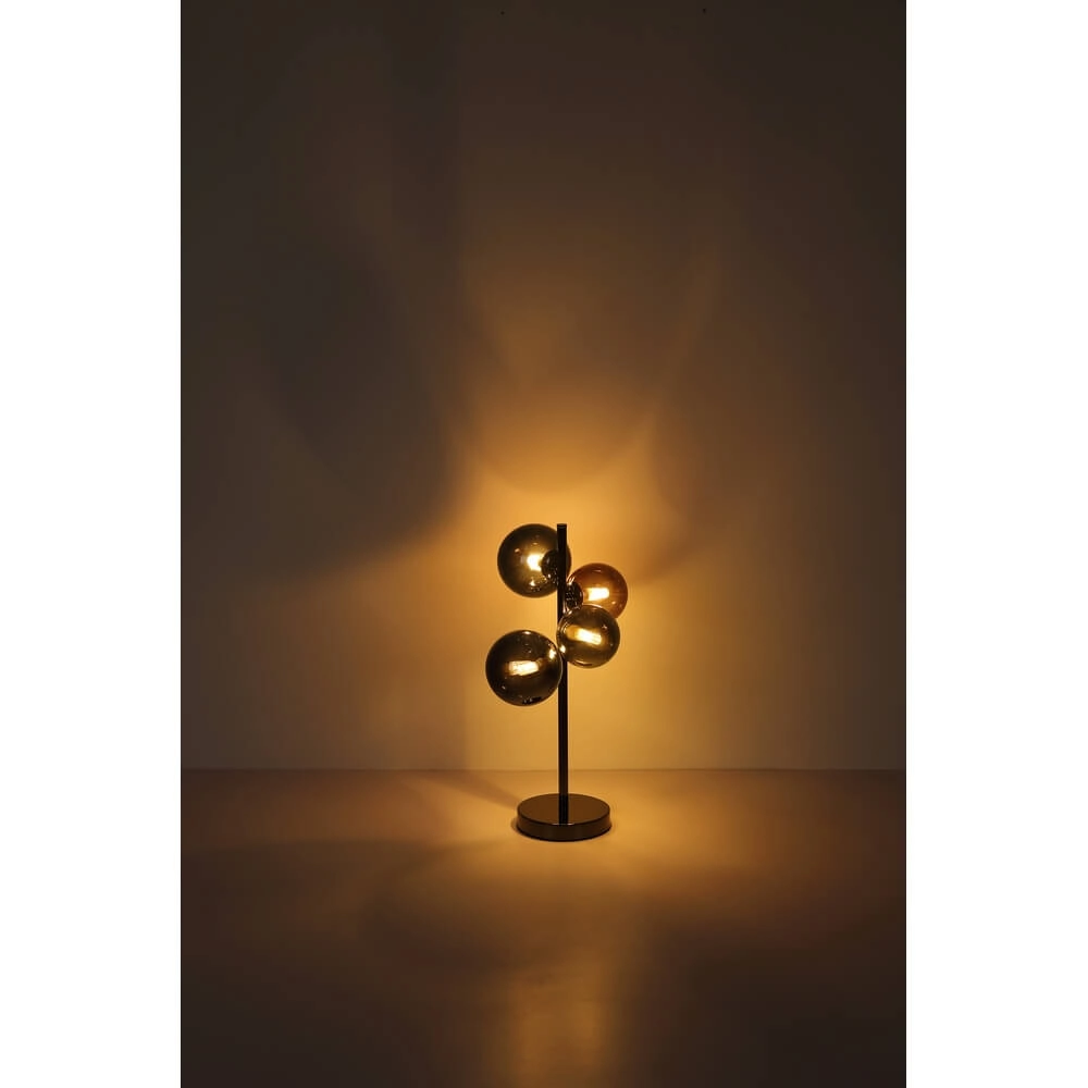 Schwarze Tischleuchte Riha Farbiges Glas 4-flammig Globo 9007371456109