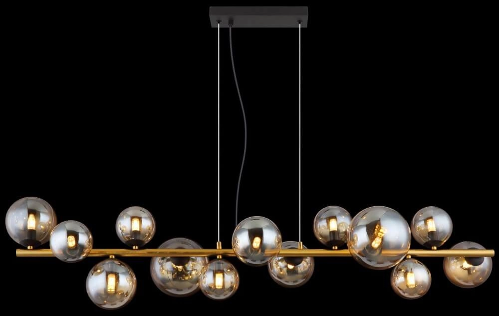 Goldene Hängelampe Riha Design mit Braunglas Globo 9007371448838