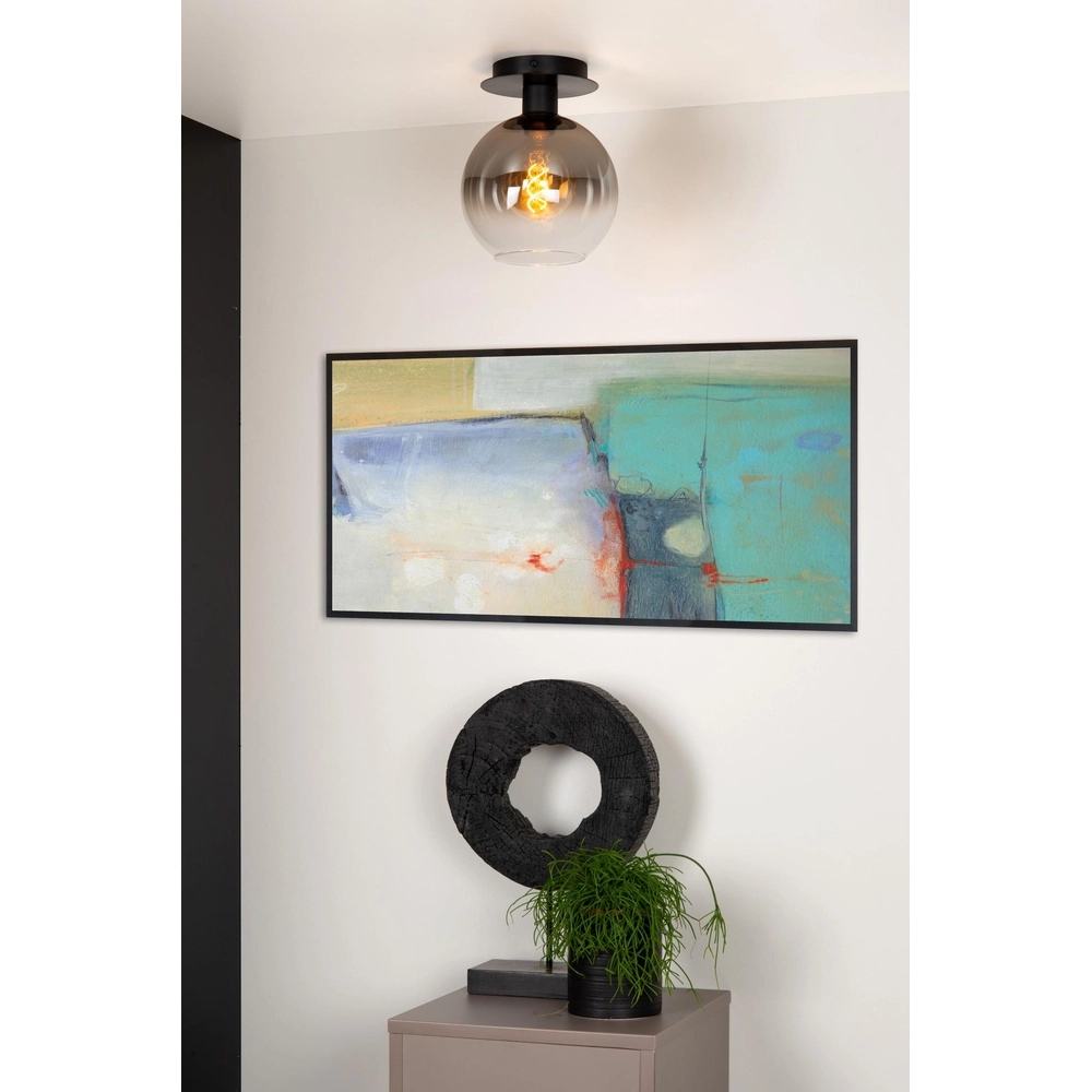 Deckenlampe Marius Schwarz mit Rauchglas Lucide 5411212740984