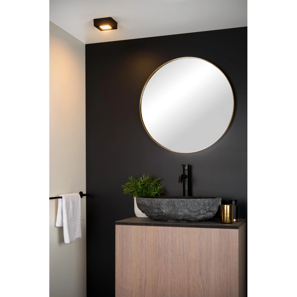Deckenlicht Brice-Led 10,8 cm quadratisches IP44-Schwarz Lucide 5411212281241
