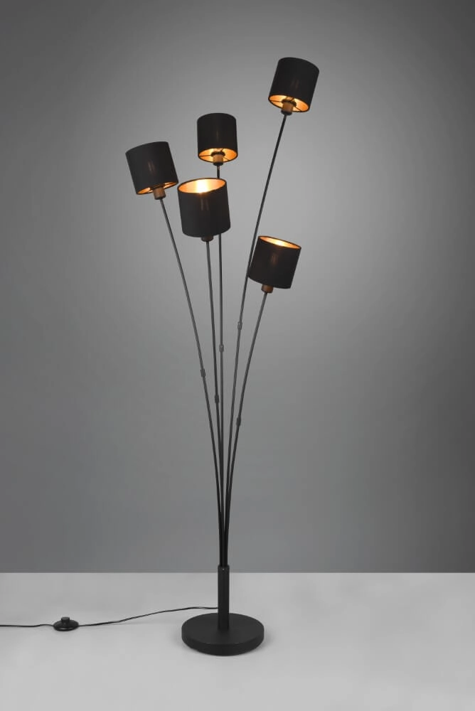 Stehlampe Tommy 5-helles Schwarz Trio 4017807507577