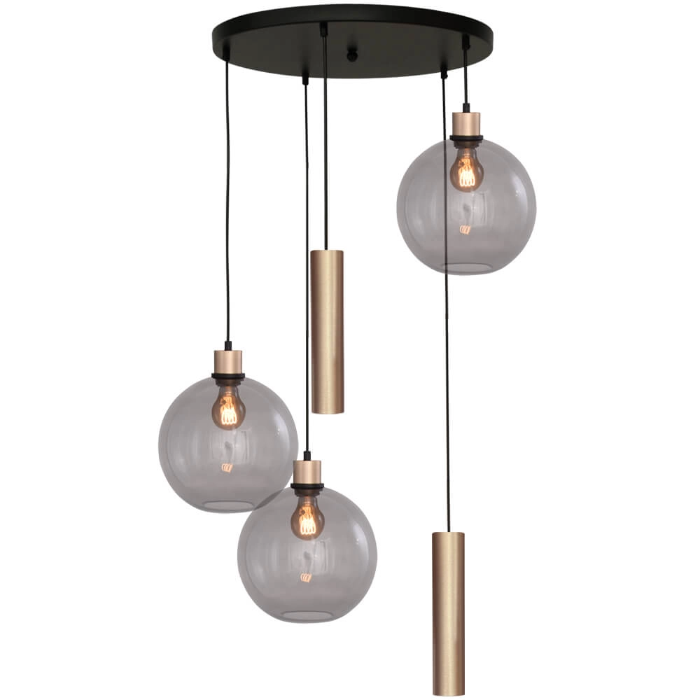 Vide-Hängelampe Lazise 3x Ø 25cm und 2x GU10 Gold