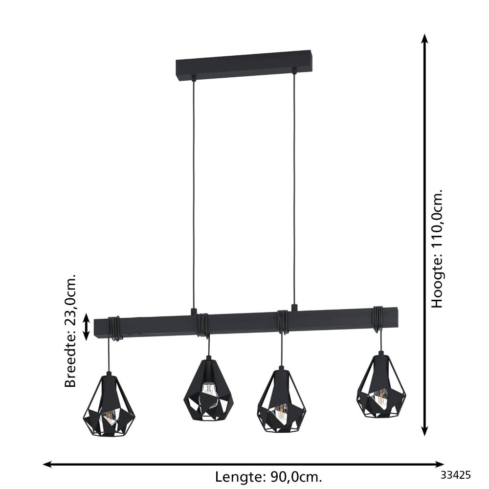 Design-Pendelleuchte Townshend 7 schwarz Eglo 9002759334253