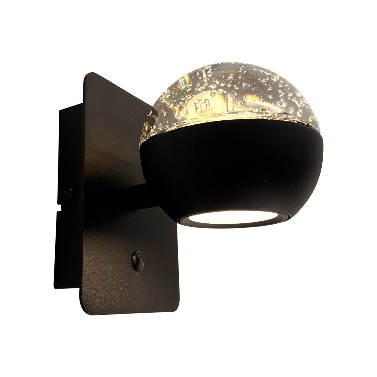 LED-Wandlampe Belluno Schwarz mit Glas – dimmbar