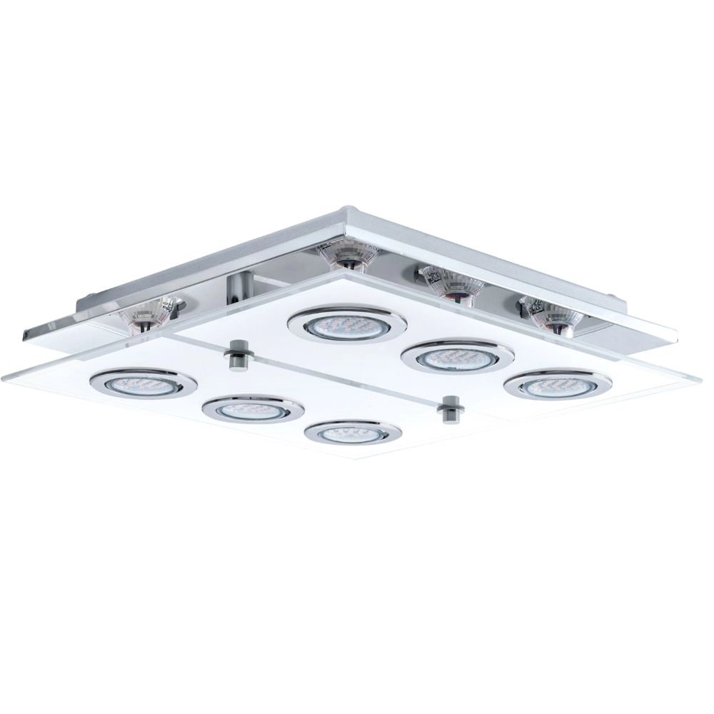 LED-Deckenlampe Cabo Square 6x3W - 3000K - 34cm Chrom