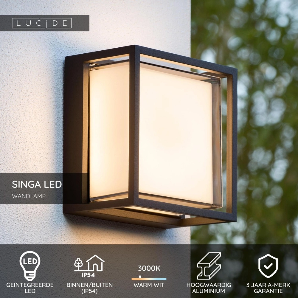 Design-Wandlampe Singa Led schwarzes IP54 Lucide 5411212151827