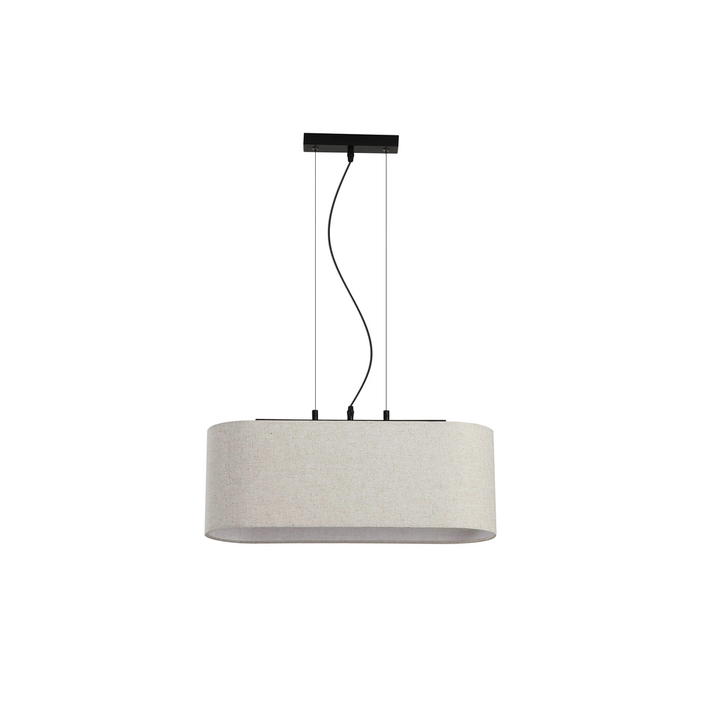 Pendelleuchte Hessian schwarz mit Leinenschirm Searchlight 5053423297316