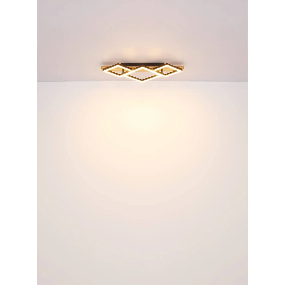 Deckenlampe Obrien schwarz mit Holz 3-flammig Globo 9007371515301