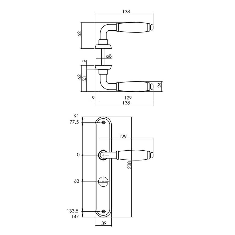 Türklinke Courgette ovaler WC-Verschluss 63/8 chrom Intersteel 8714186489185