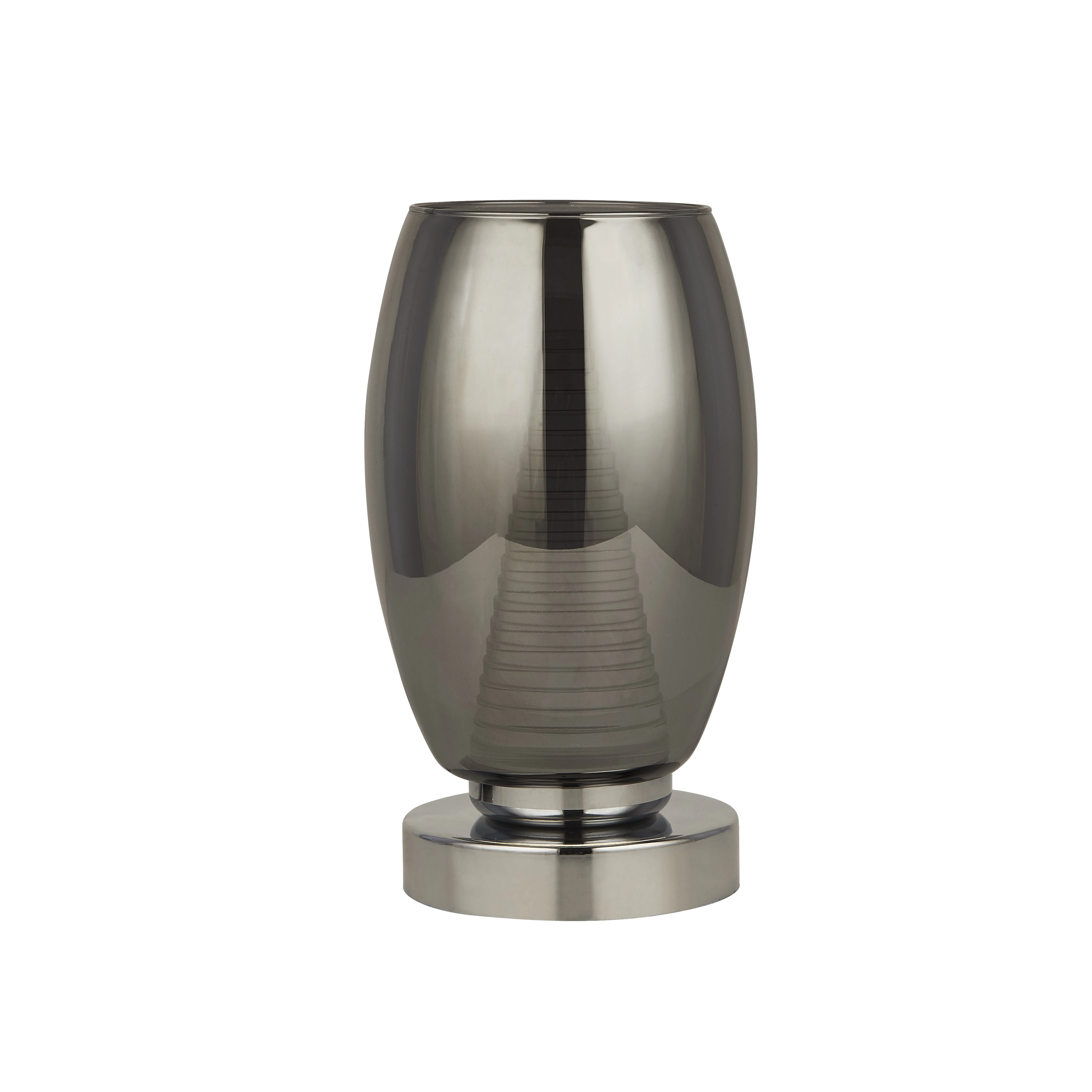 Tischlampe Cyclone Chrom mit Rauchglas