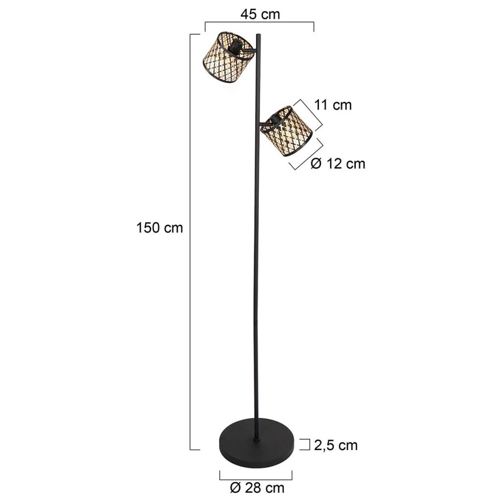 Stehlampe 2-Leuchten Sumba mit Bambusschirmen Ø12 cm Steinhauer 8712746182866