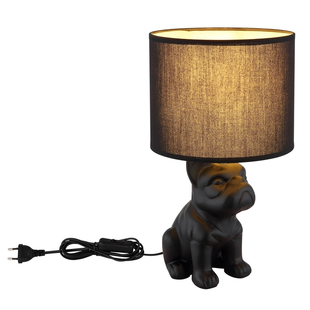 Tischlampe Dogo Hund Schwarz mit Mütze Globo 9007371566686