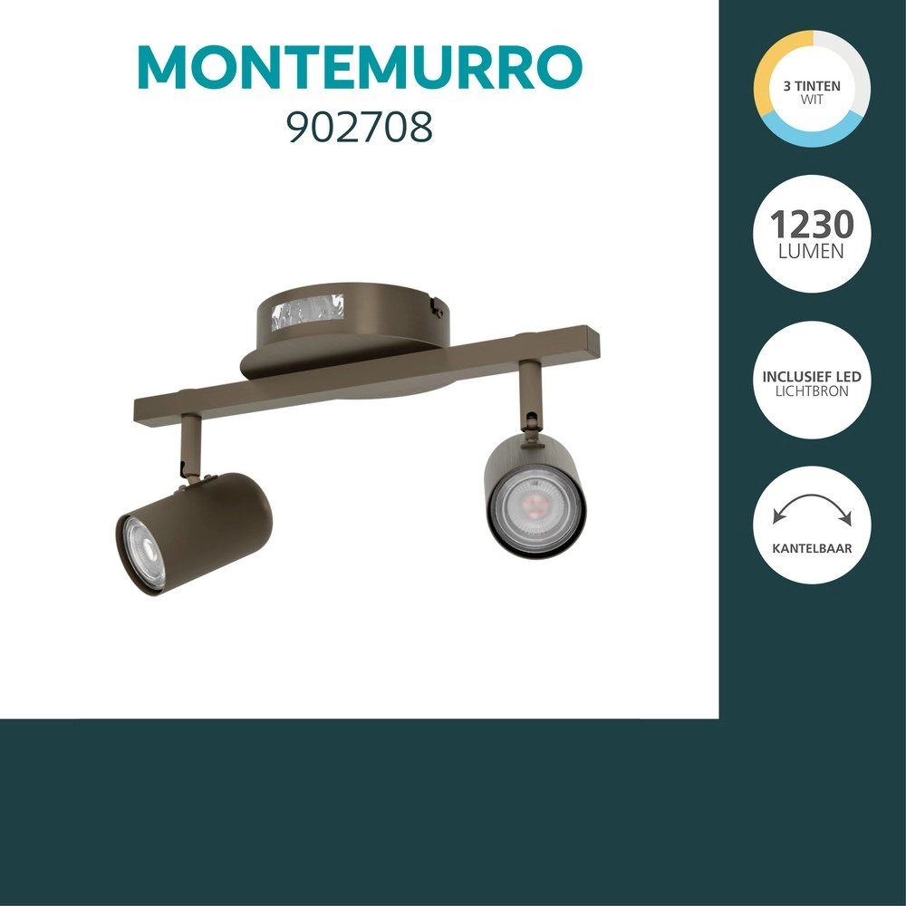 Oberflächenmontierter Spot Montemurro 2-helle dunkle Bronze Eglo 9008606392247