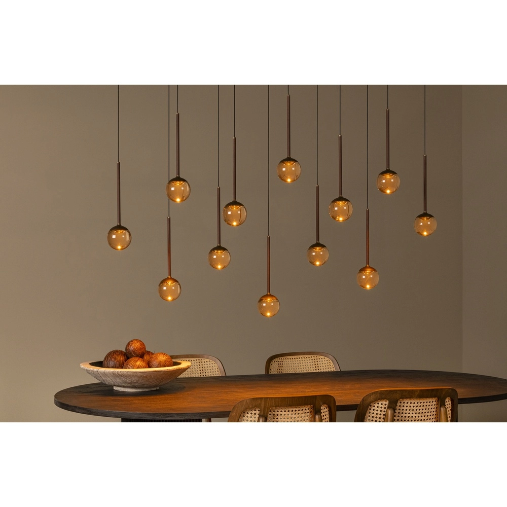 Ovale Pendellampe Calina 12-Licht mit bernsteinfarbenen Kugeln Premium by Lucide 5411212242068