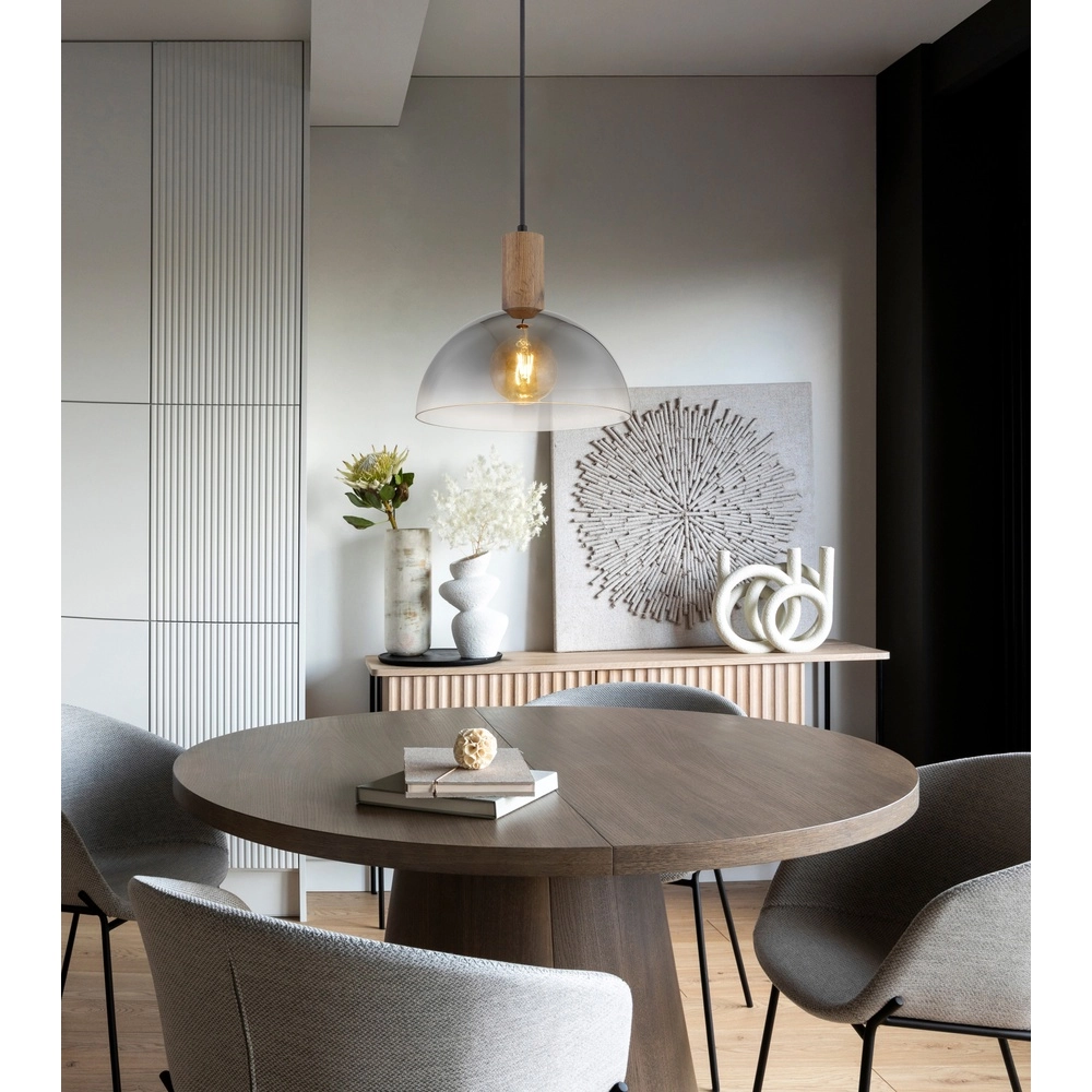 Land-Pendellampe Romy Schwarz mit Holz Globo 9007371580354