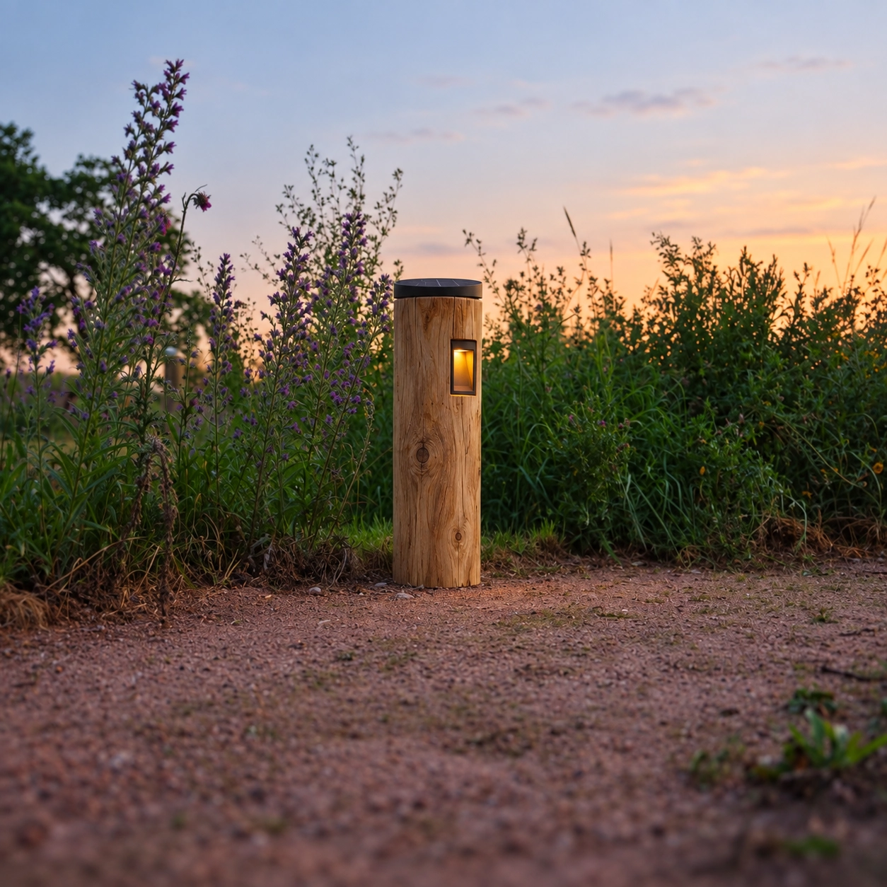Holz-Solarbahnbeleuchtung Piatto Kastanie – 65 cm – 2700.000 km