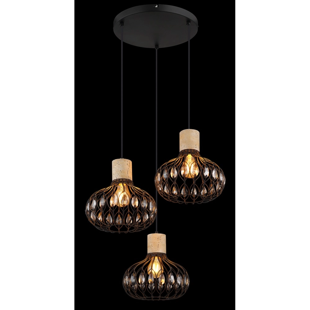 3-Licht Pendellampe Dorthy Country Black Globo 9007371569069
