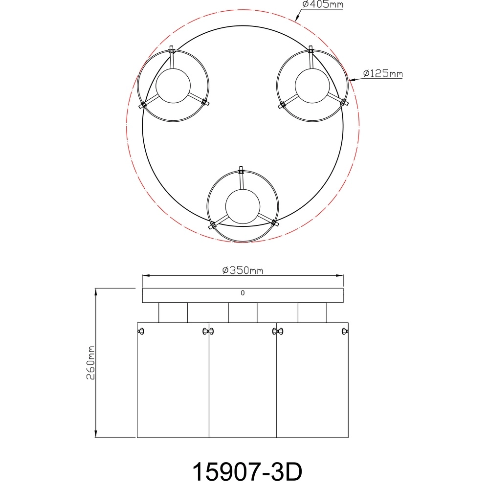 Schwarze Deckenlampe Florentina 3-Licht Globo 9007371455140