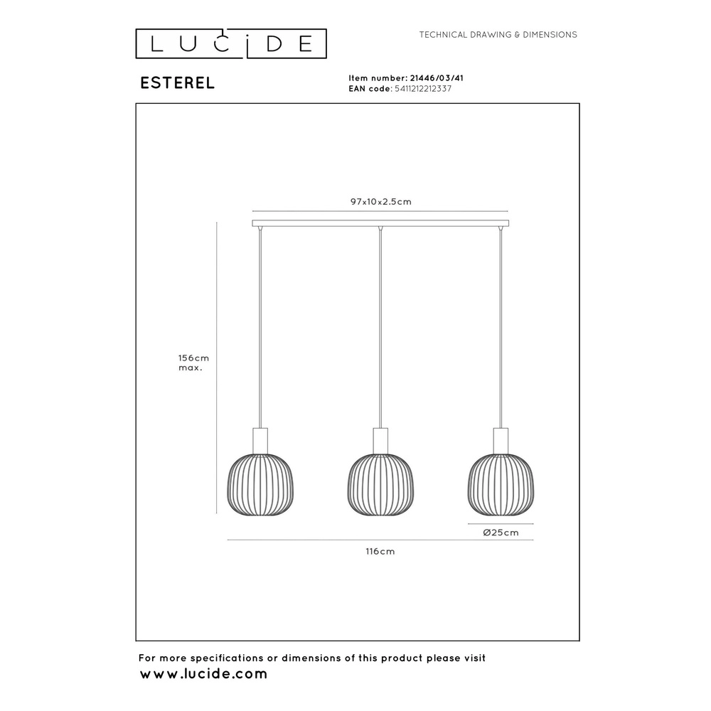 3-Licht Pendellampe Esterel sandbrauner Mini GU10 Lucide 5411212212337
