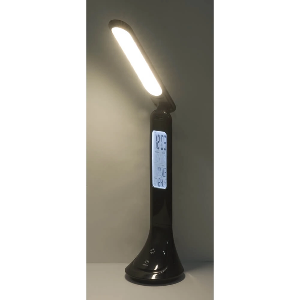 Schreibtischlampe Tyrell schwarz mit Uhr Globo 9007371379033