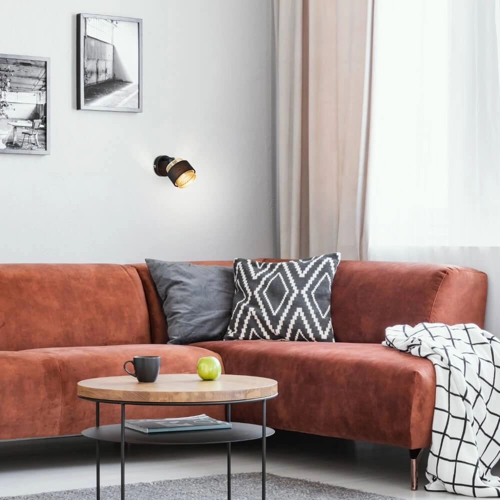 Schwarz mit goldener Wandlampe Grove 1-Licht Brilliant 4004353424106