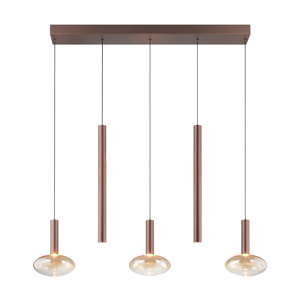 Pendellampe Veridian Kaffeebraun mit bernsteinfarbenem Glas