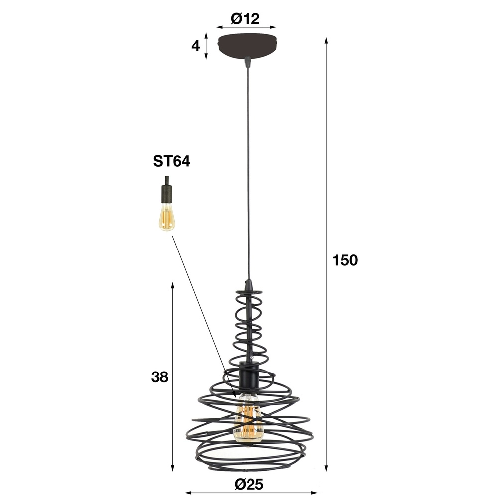 Draht-Pendellampe Ø 25 cm Spinn 1x E27 Lyora 8716803513044