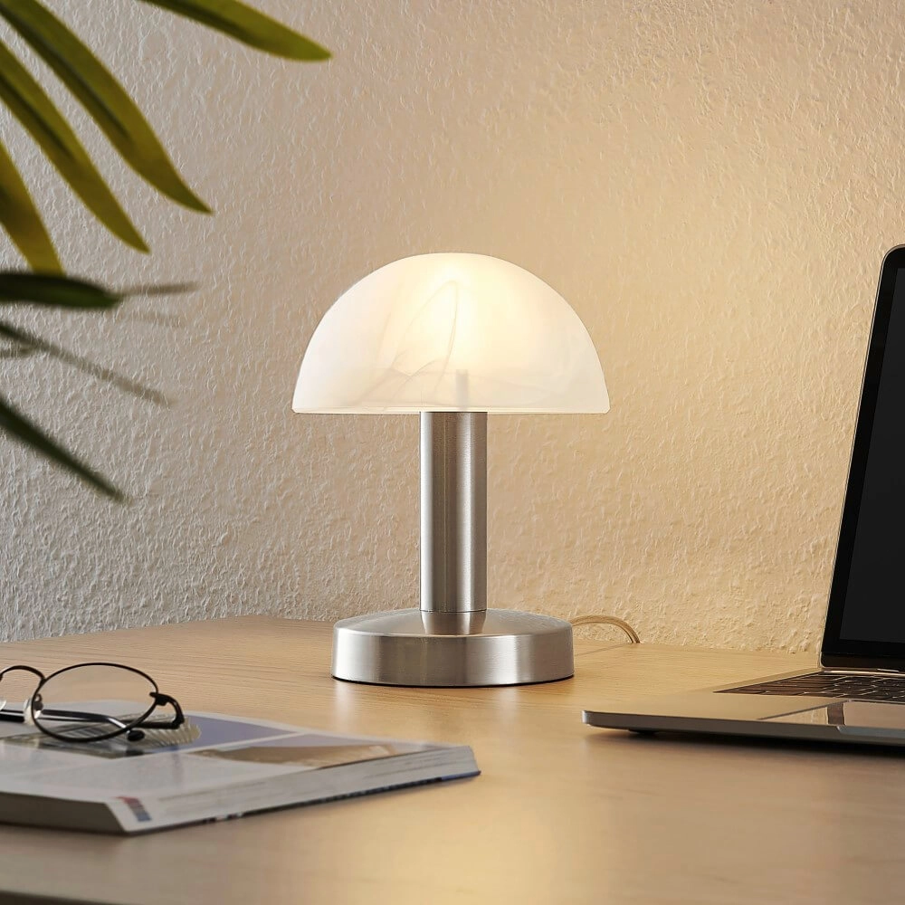 Tischlampe Fynn Ii Nickel mit weißem Glas Trio 4017807551310