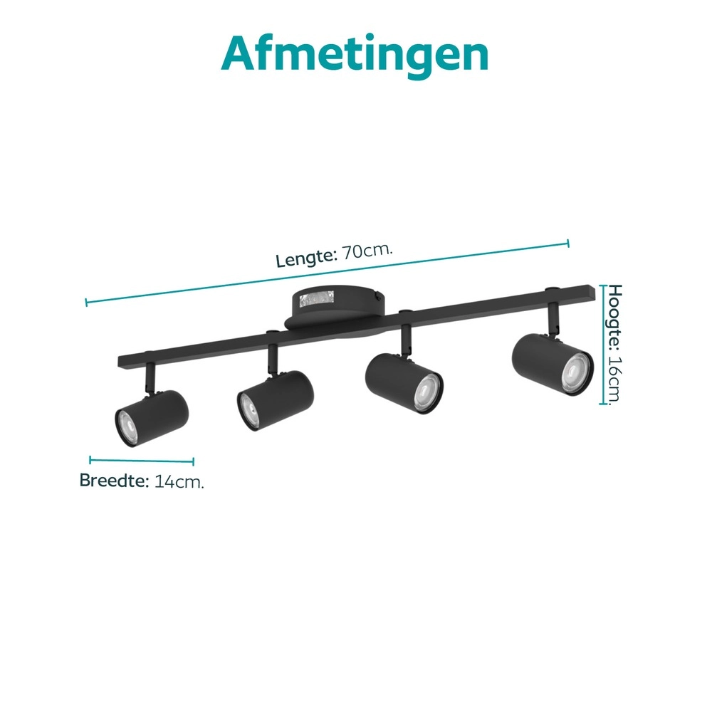 Oberflächenmontierter Spot Montemurro 4-Licht Schwarz Eglo 9008606392223