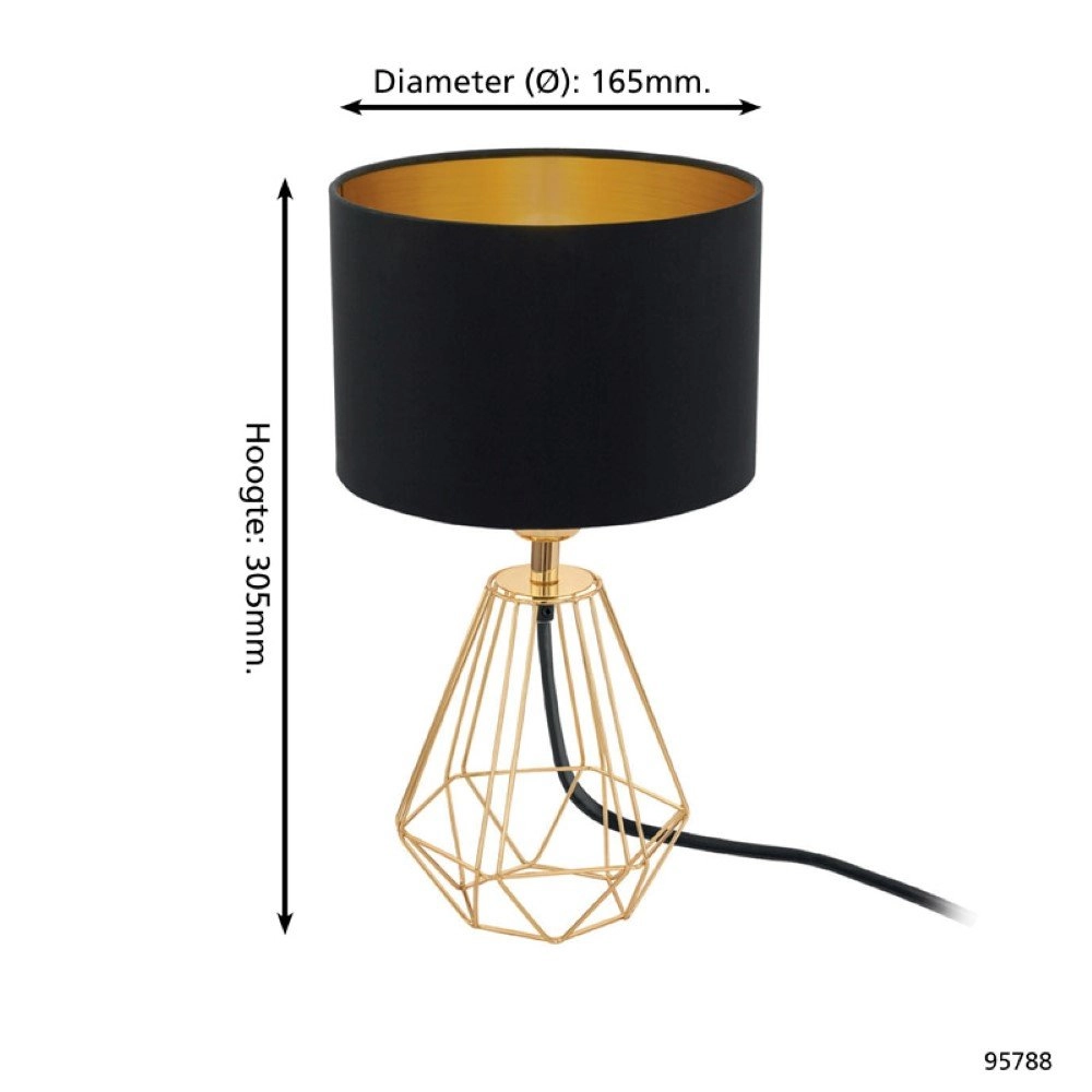 Tischlampe Carlton 2 Gold mit Schwarz Eglo 9002759957889