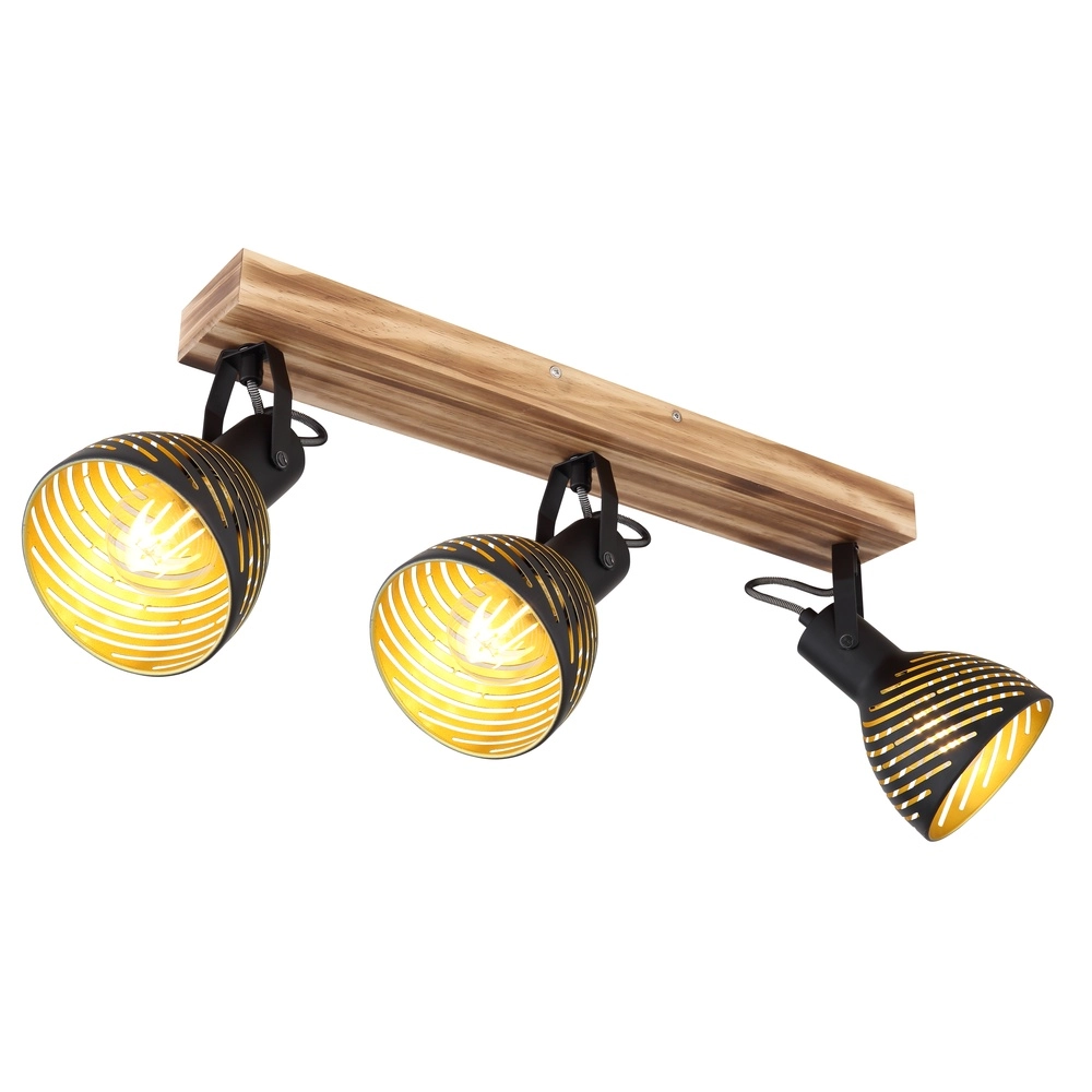 Deckenlampe Lenna 3-Licht Holz mit Schwarz